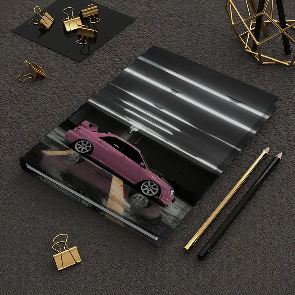 Pink Subaru WRX Parked Underground Garage – Notebooks