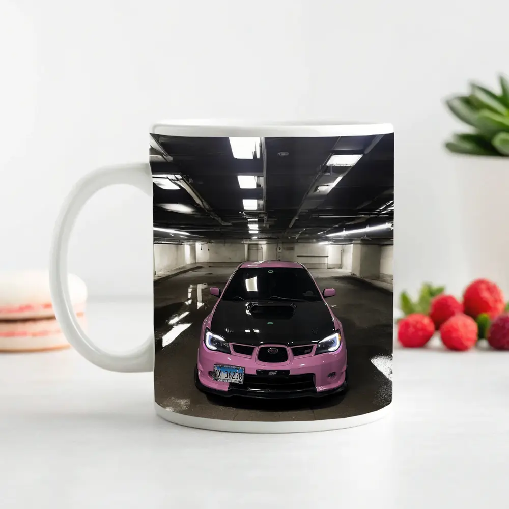 Pink Subaru WRX STI Underground Parking Garage – Mugs