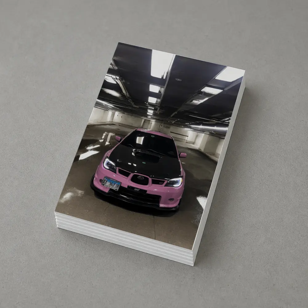 Pink Subaru WRX STI Underground Parking Garage – Postcards