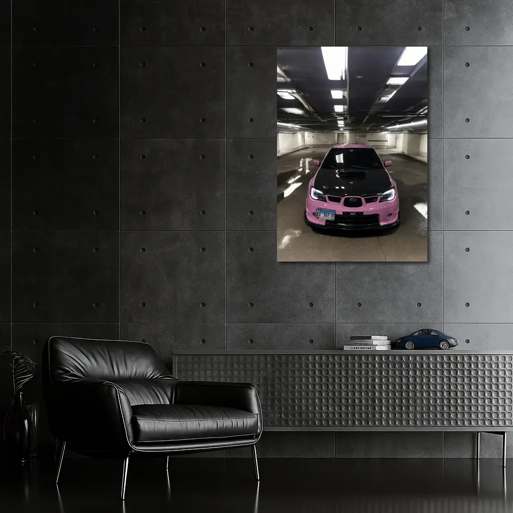 Pink Subaru WRX STI Underground Parking Garage – Wall Art