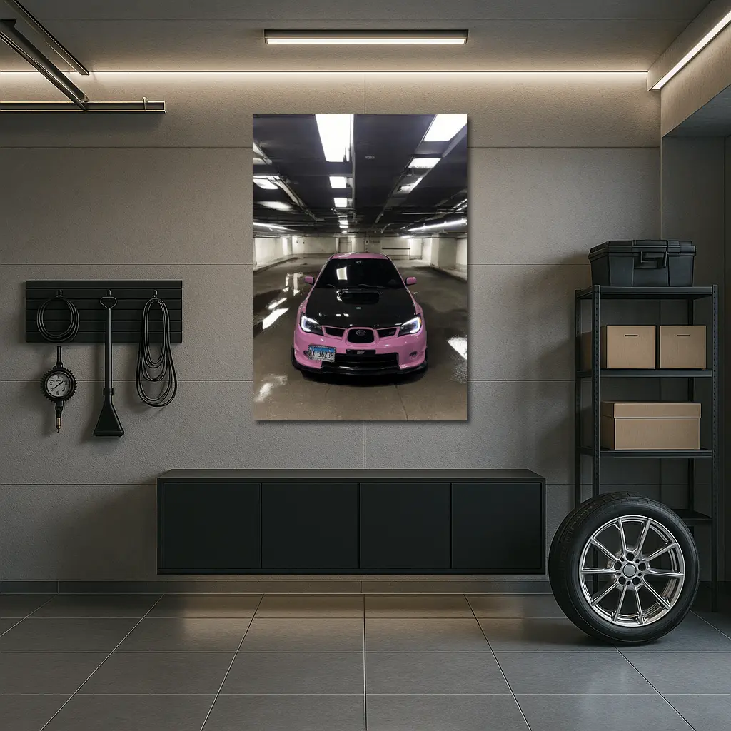 Pink Subaru WRX STI Underground Parking Garage – Wall Art