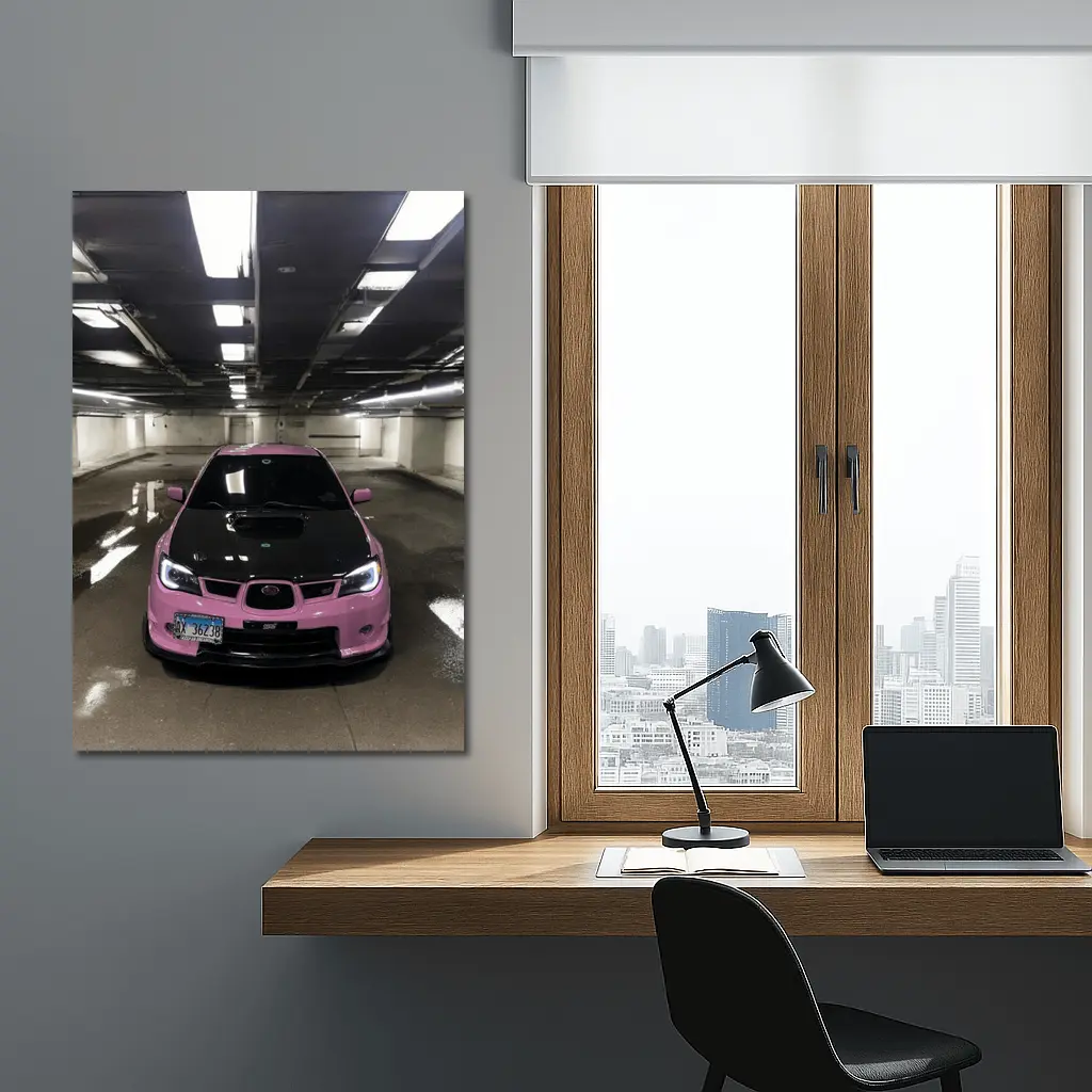 Pink Subaru WRX STI Underground Parking Garage – Wall Art