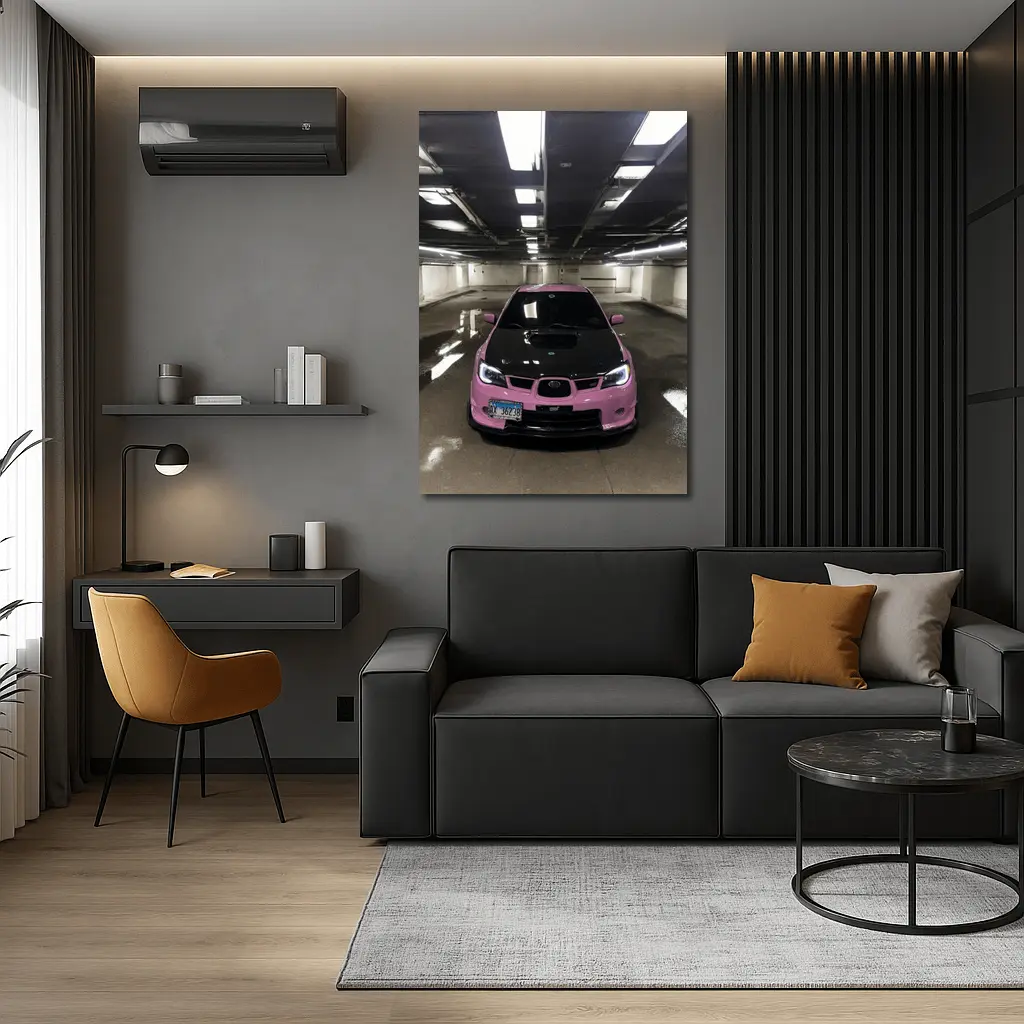 Pink Subaru WRX STI Underground Parking Garage – Wall Art