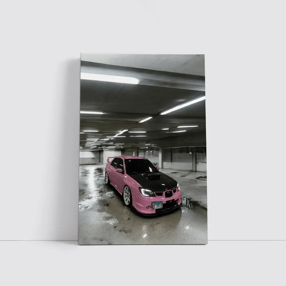 Pink Subaru WRX STI Underground Parking Garage – Wall Art