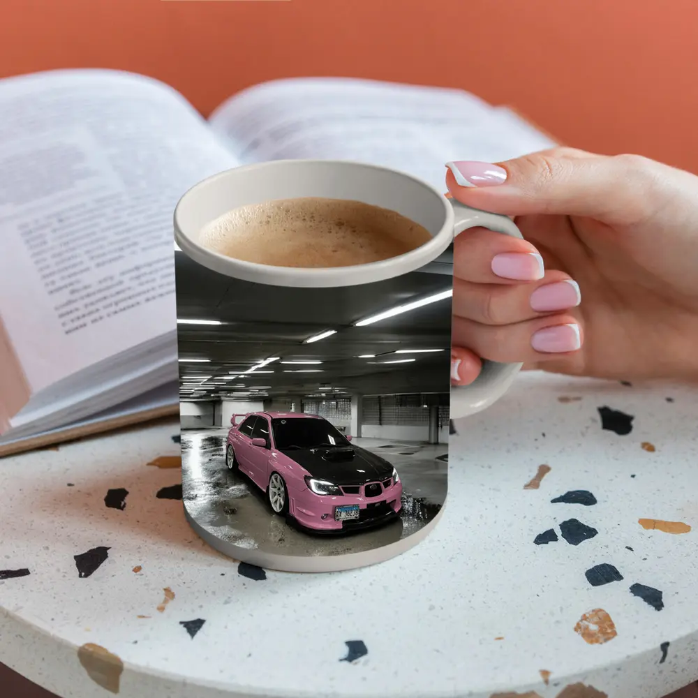 Pink Subaru WRX STI Underground Parking Garage – Mugs
