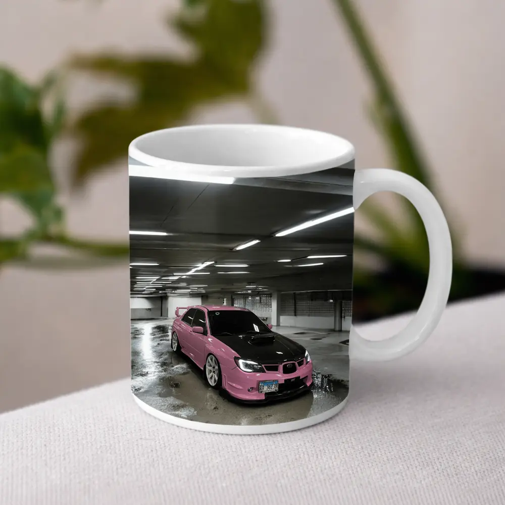 Pink Subaru WRX STI Underground Parking Garage – Mugs