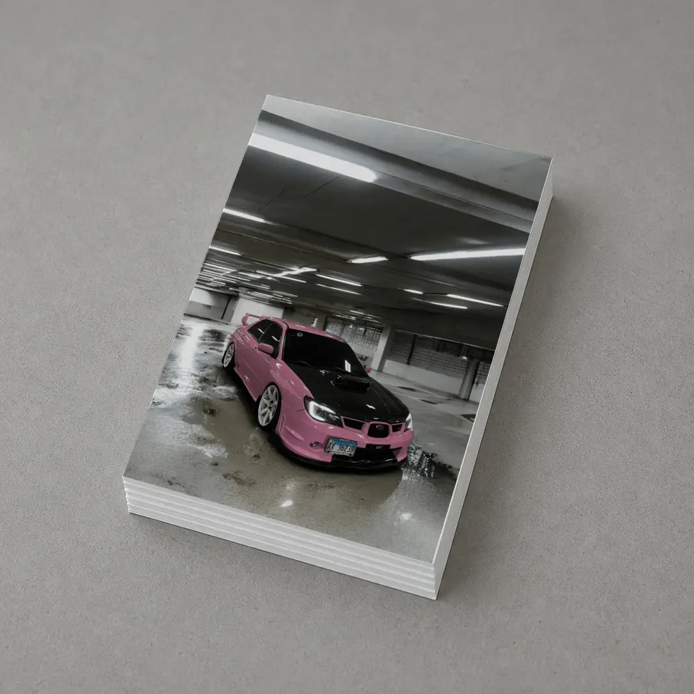 Pink Subaru WRX STI Underground Parking Garage – Postcards