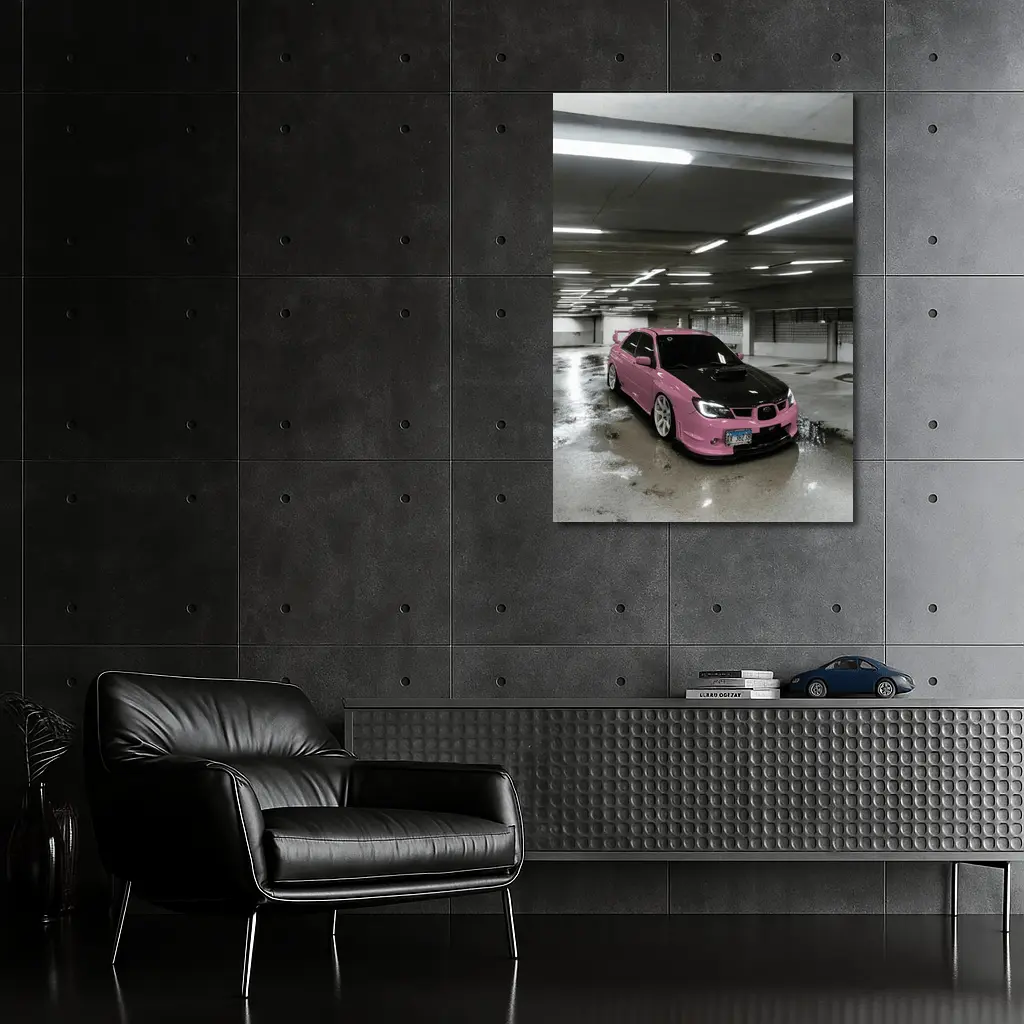 Pink Subaru WRX STI Underground Parking Garage – Wall Art