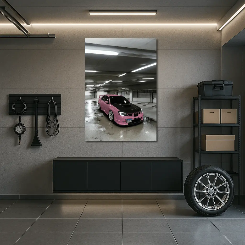 Pink Subaru WRX STI Underground Parking Garage – Wall Art