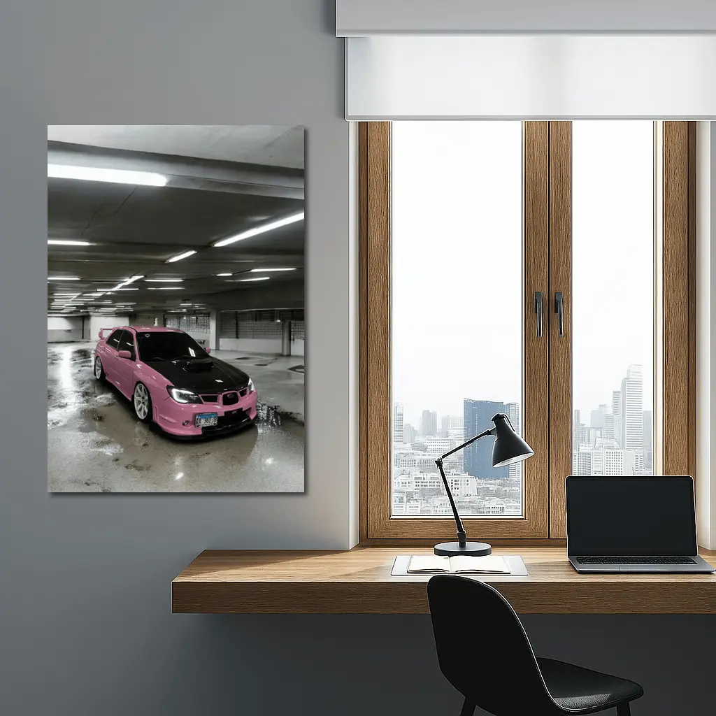 Pink Subaru WRX STI Underground Parking Garage – Wall Art