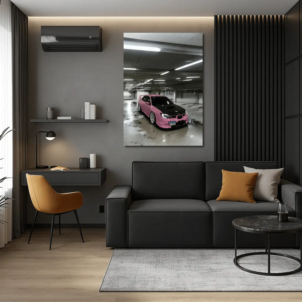 Pink Subaru WRX STI Underground Parking Garage – Wall Art