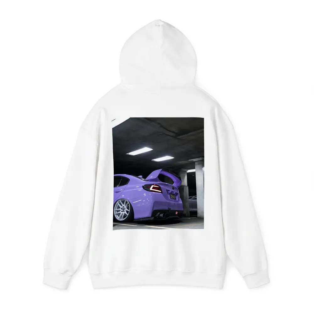 Purple Subaru WRX Parked Underground Garage – Hoodies