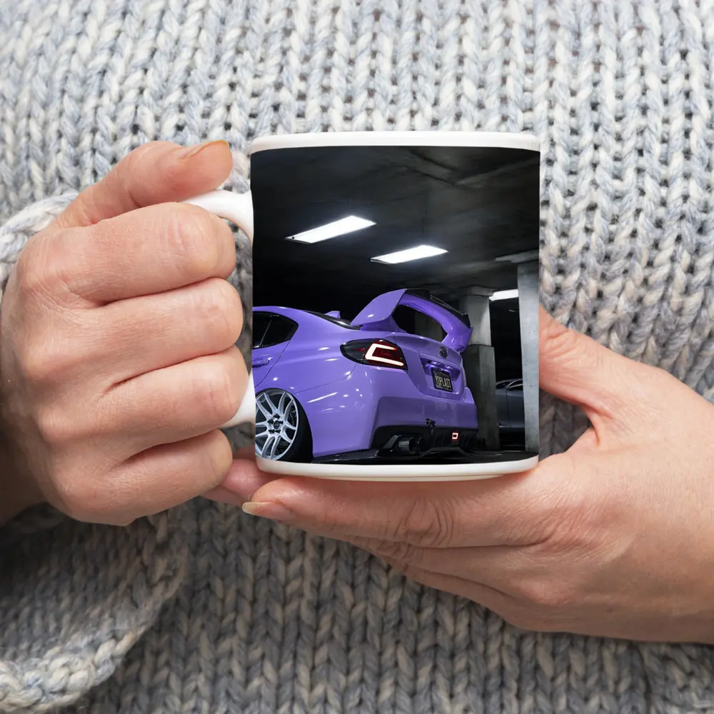 Purple Subaru WRX Parked Underground Garage – Mugs