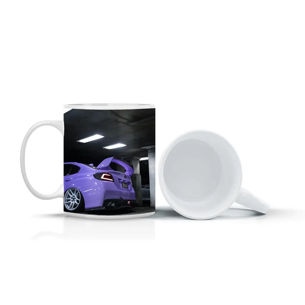Purple Subaru WRX Parked Underground Garage – Mugs