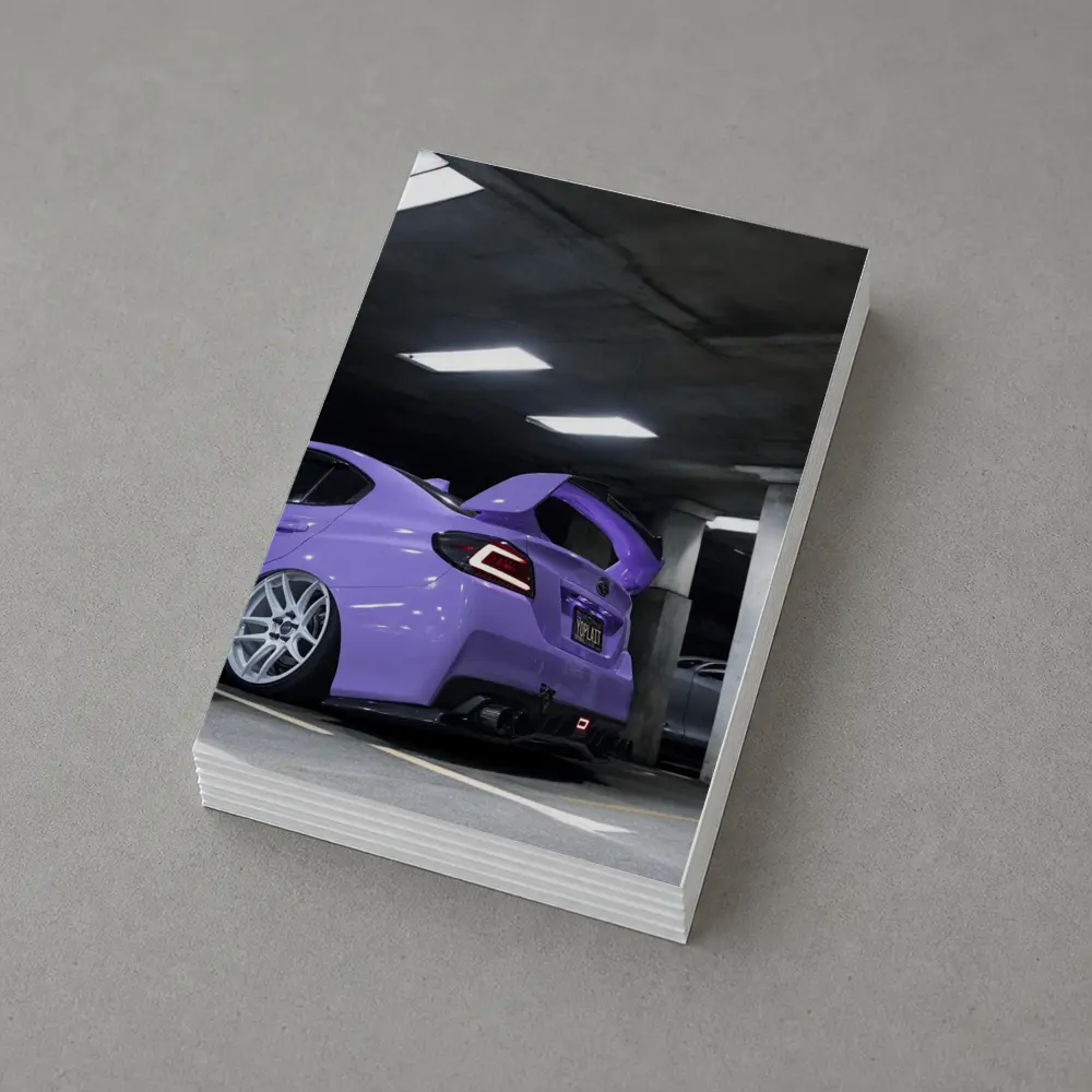 Purple Subaru WRX Parked Underground Garage – Postcards