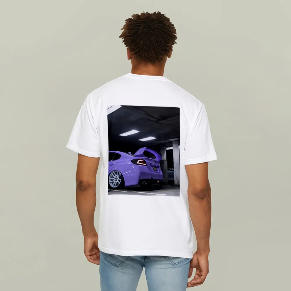 Purple Subaru WRX Parked Underground Garage – T-Shirts