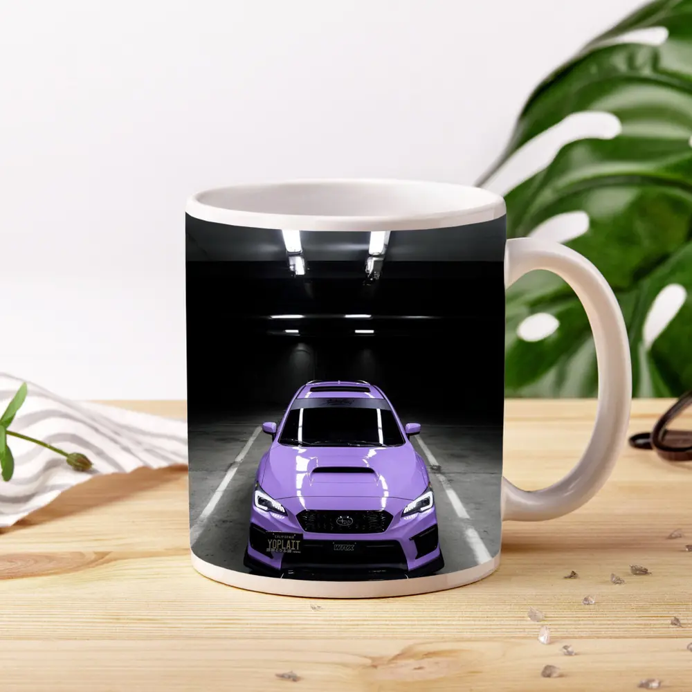 Purple Subaru WRX Parked Underground Garage – Mugs