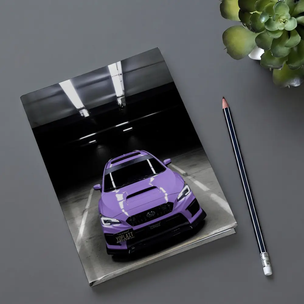 Purple Subaru WRX Parked Underground Garage – Notebooks