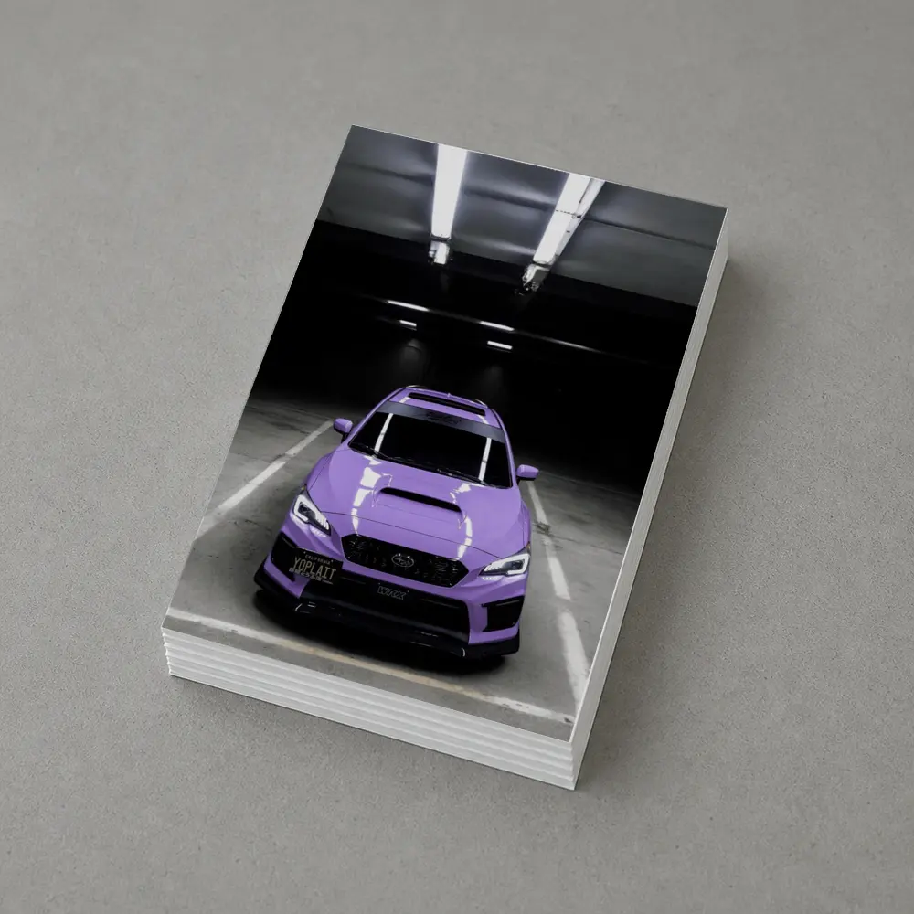 Purple Subaru WRX Parked Underground Garage – Postcards