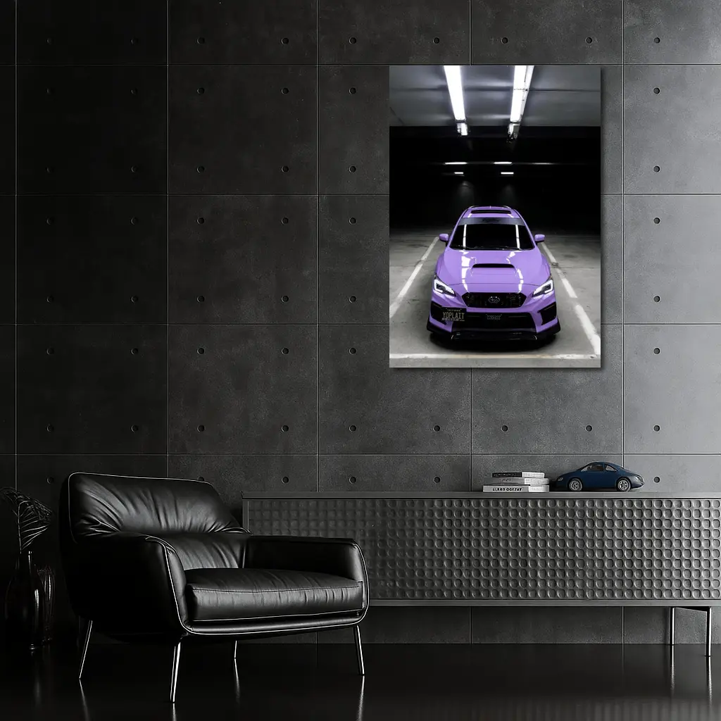 Purple Subaru WRX Parked Underground Garage – Wall Art