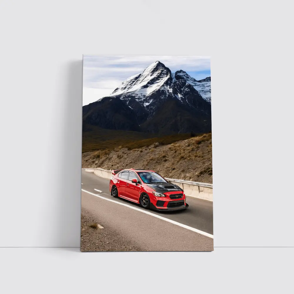 Red Subaru WRX STI Mountain Road Drive – Wall Art