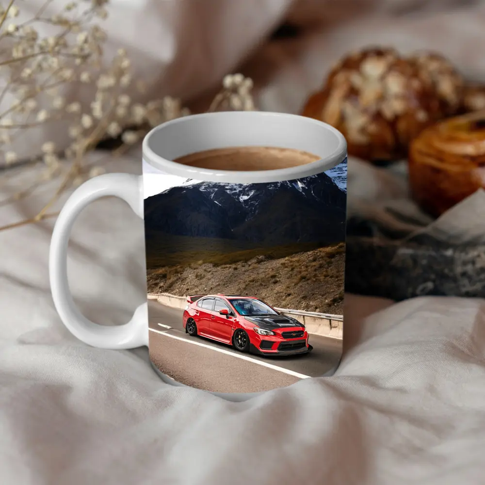 Red Subaru WRX STI Mountain Road Drive – Mugs