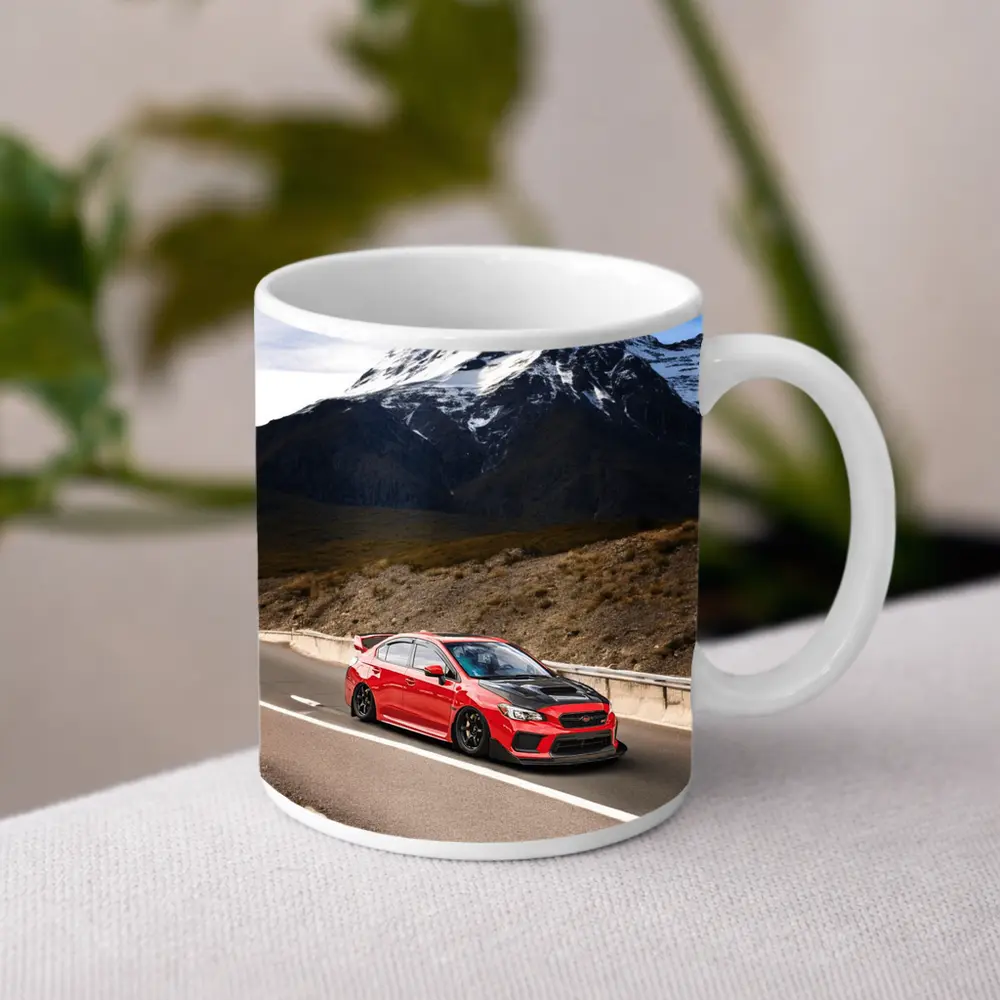 Red Subaru WRX STI Mountain Road Drive – Mugs