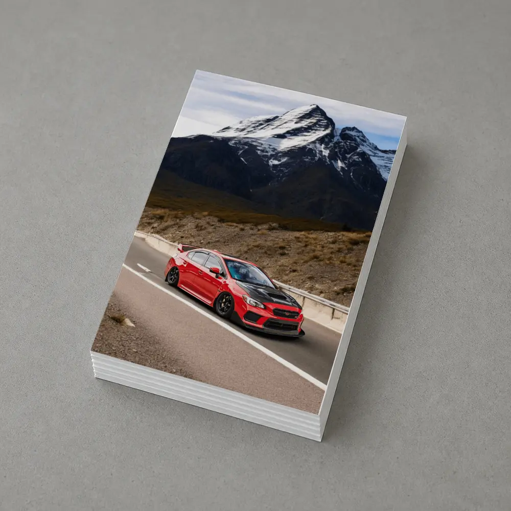 Red Subaru WRX STI Mountain Road Drive – Postcards