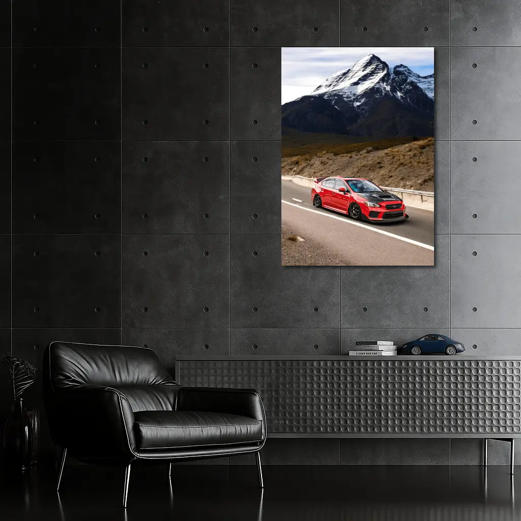 Red Subaru WRX STI Mountain Road Drive – Wall Art