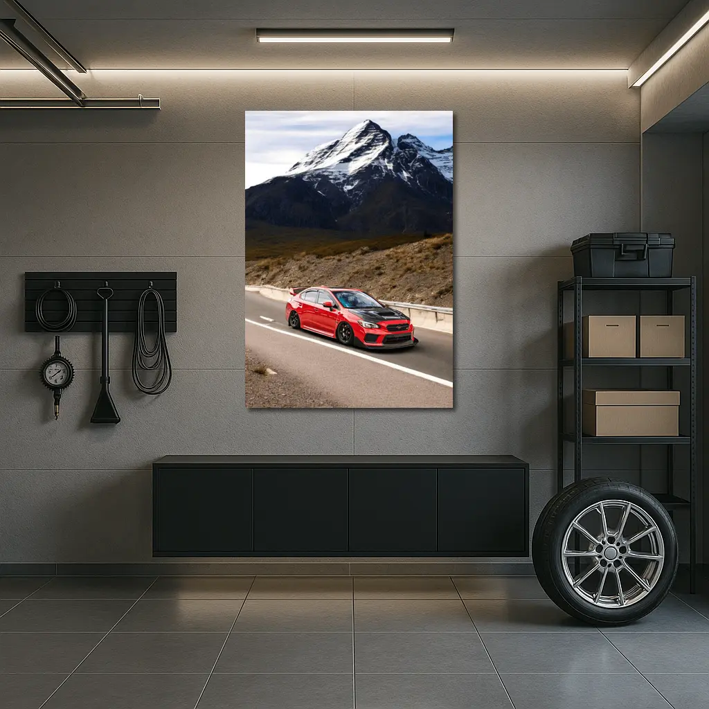 Red Subaru WRX STI Mountain Road Drive – Wall Art