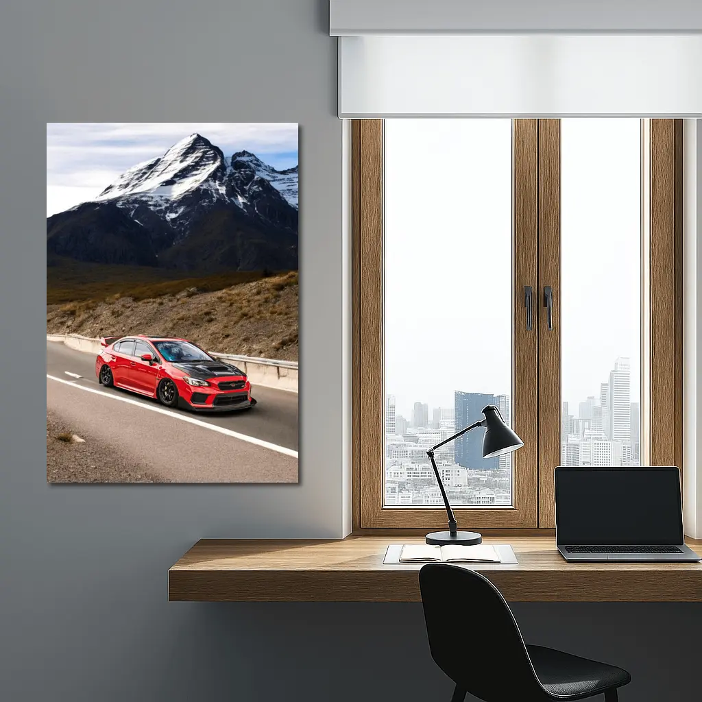 Red Subaru WRX STI Mountain Road Drive – Wall Art