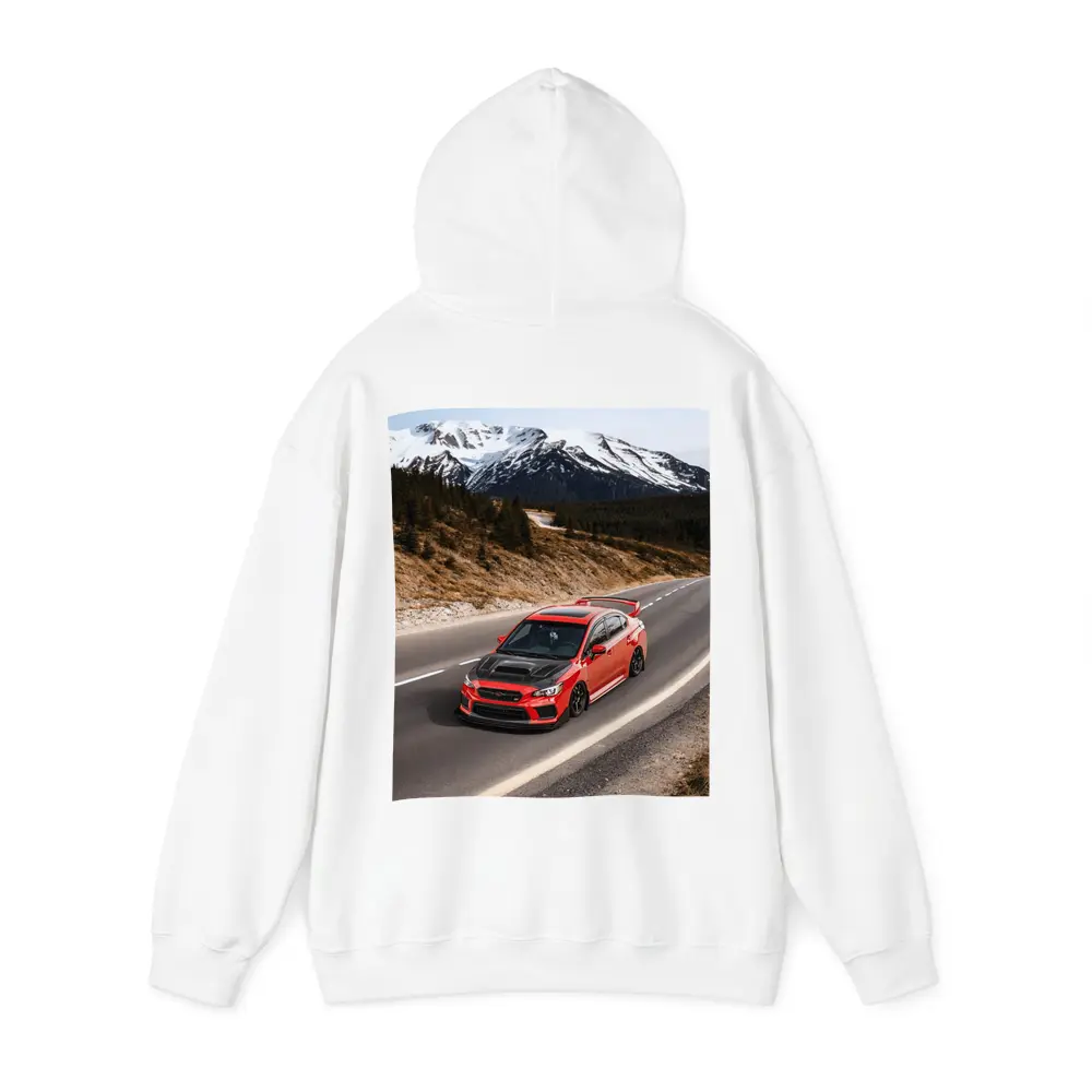Red Subaru WRX STI Snowy Mountain Road – Hoodies