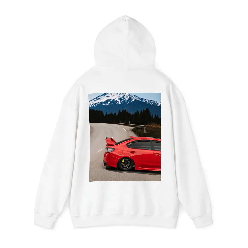 Red Subaru WRX STI Snowy Mountain Road – Hoodies