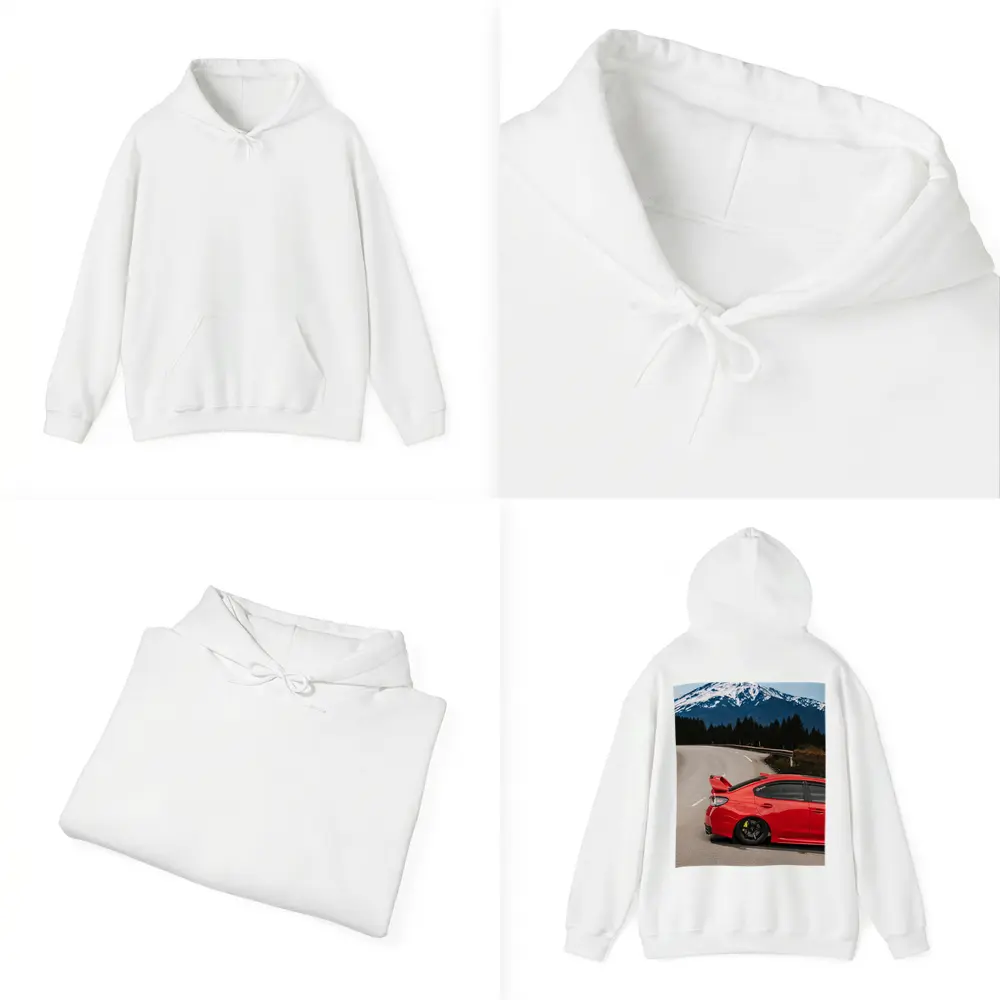 Red Subaru WRX STI Snowy Mountain Road – Hoodies