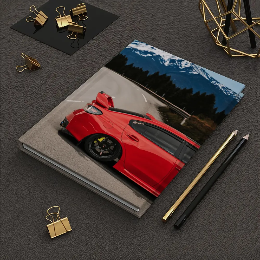 Red Subaru WRX STI Snowy Mountain Road – Notebooks