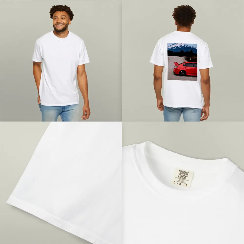 Red Subaru WRX STI Snowy Mountain Road – T-Shirts