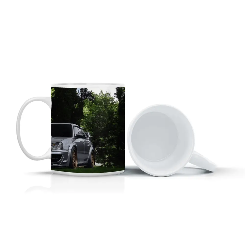 Subaru WRX Silver Car Green Trees – Mugs