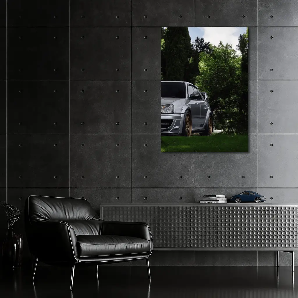 Subaru WRX Silver Car Green Trees – Wall Art