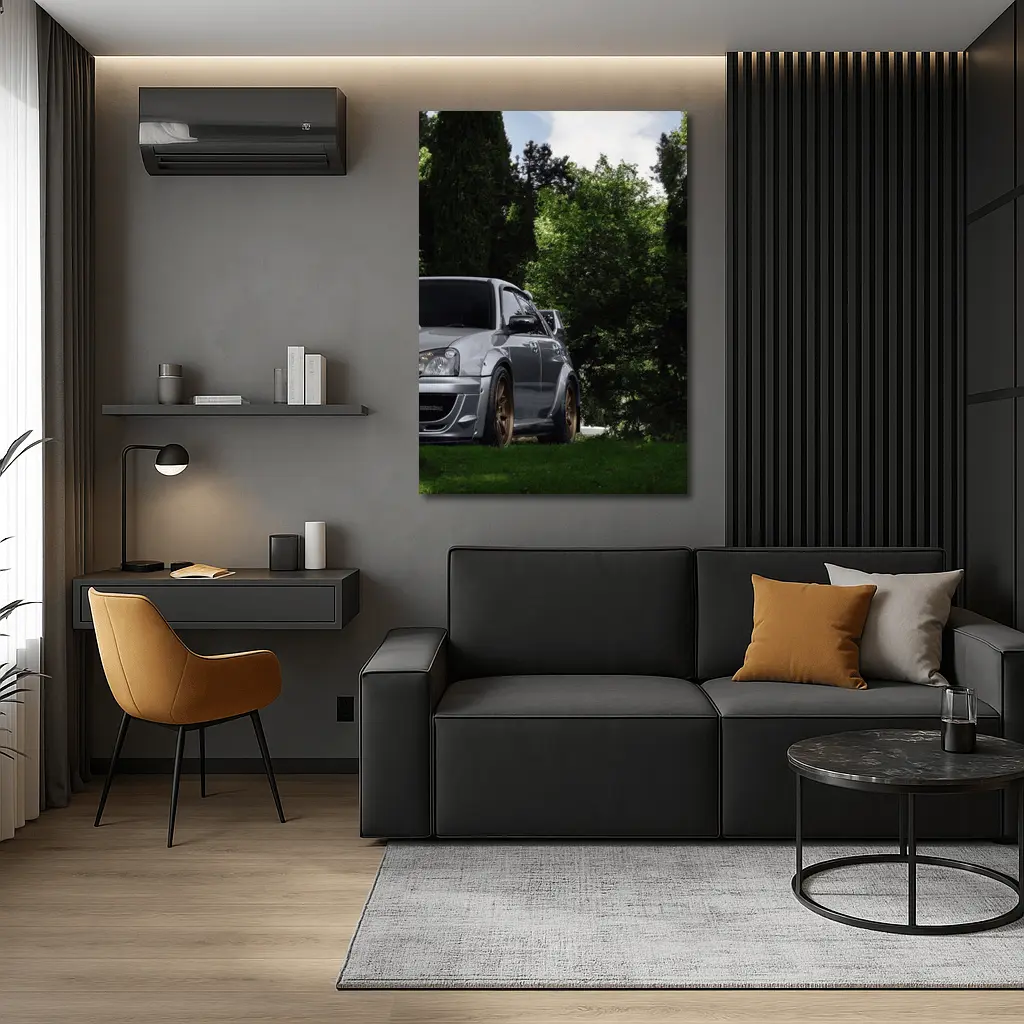 Subaru WRX Silver Car Green Trees – Wall Art