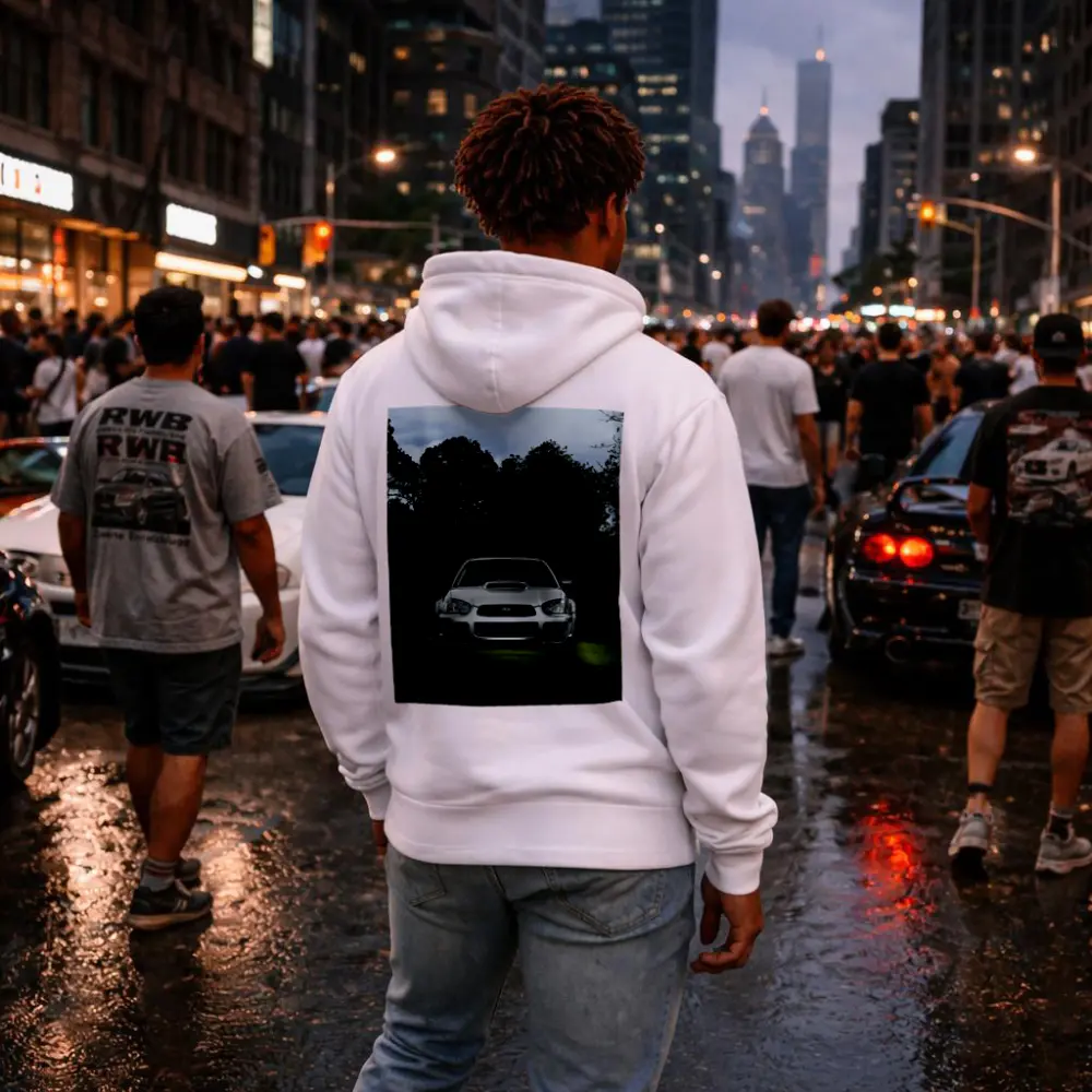Subaru Impreza WRX Silver Parked Green Park – Hoodies