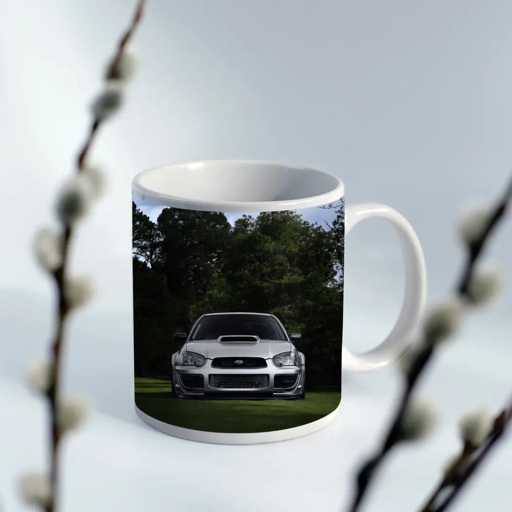 Subaru Impreza WRX Silver Parked Green Park – Mugs