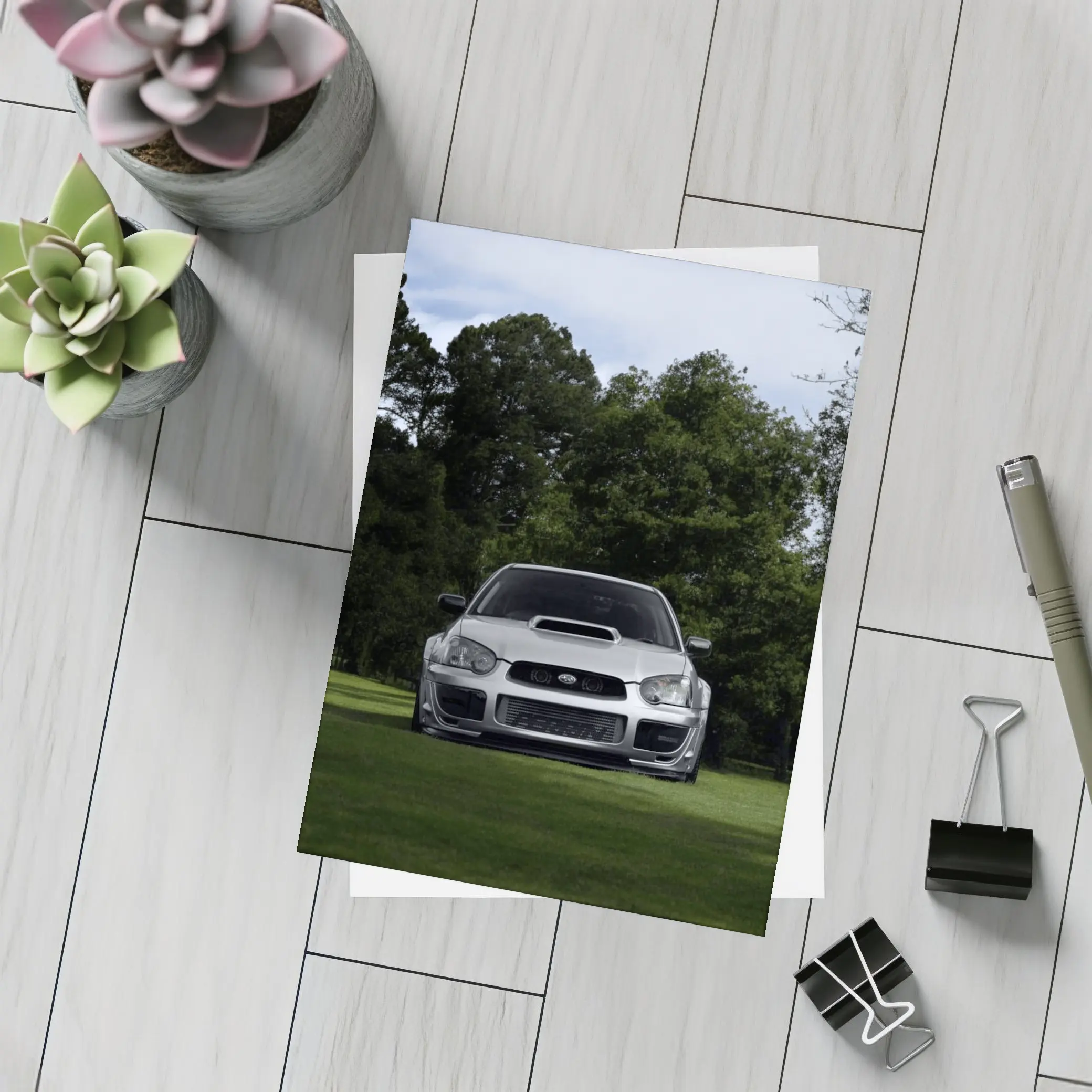 Subaru Impreza WRX Silver Parked Green Park – Postcards