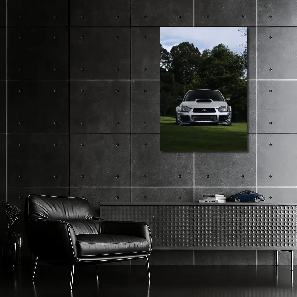 Subaru Impreza WRX Silver Parked Green Park – Wall Art