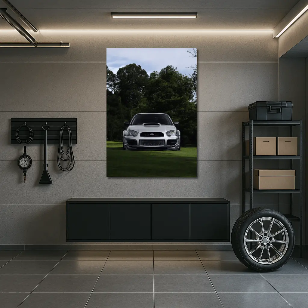 Subaru Impreza WRX Silver Parked Green Park – Wall Art