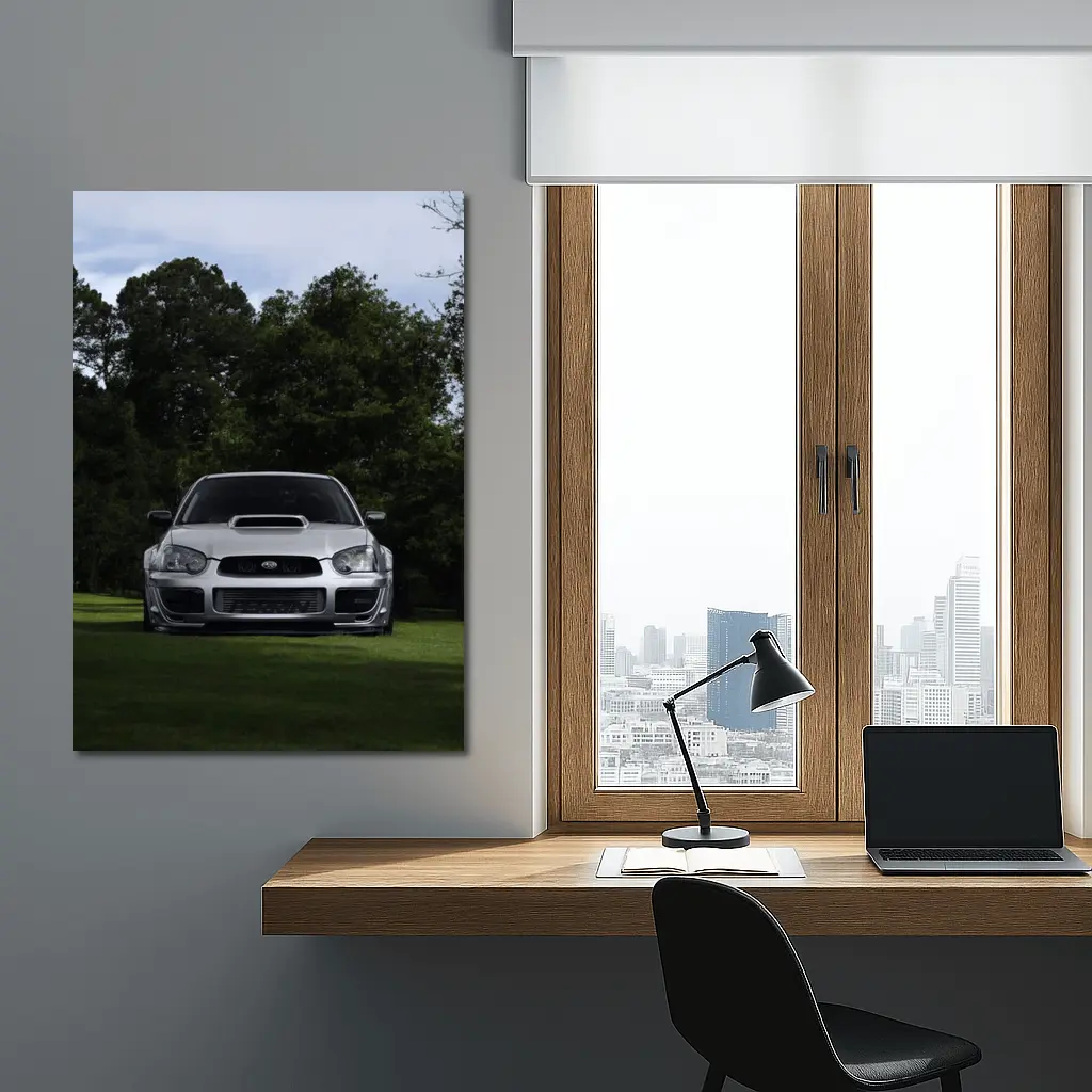 Subaru Impreza WRX Silver Parked Green Park – Wall Art