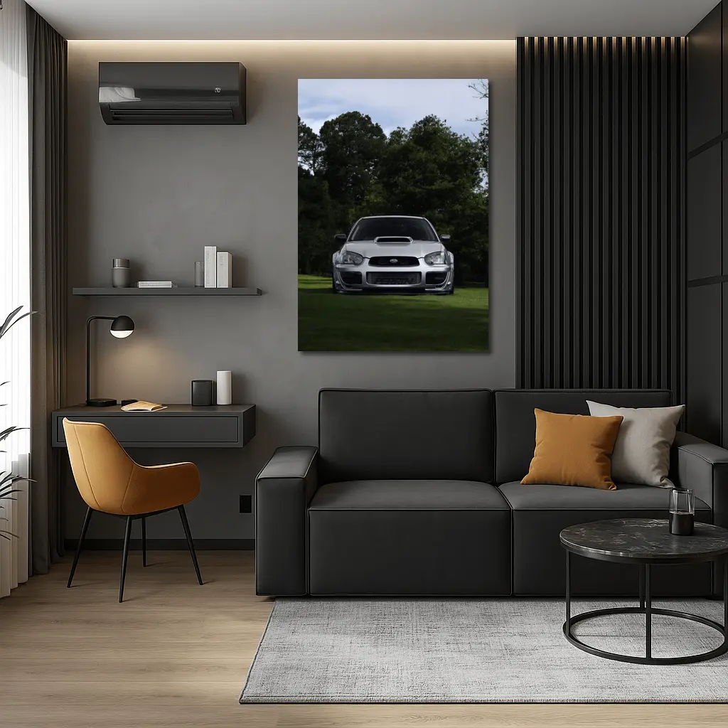 Subaru Impreza WRX Silver Parked Green Park – Wall Art