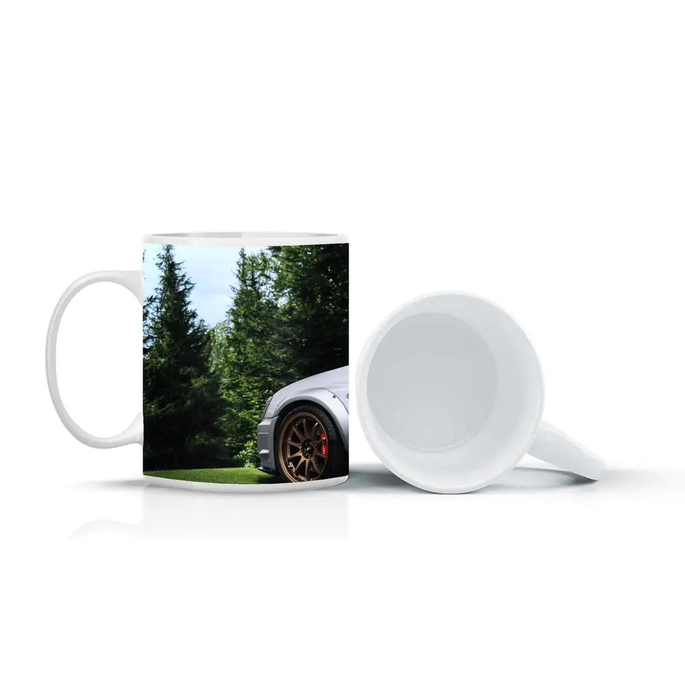 Subaru WRX Silver Bronze Wheels Green Trees – Mugs