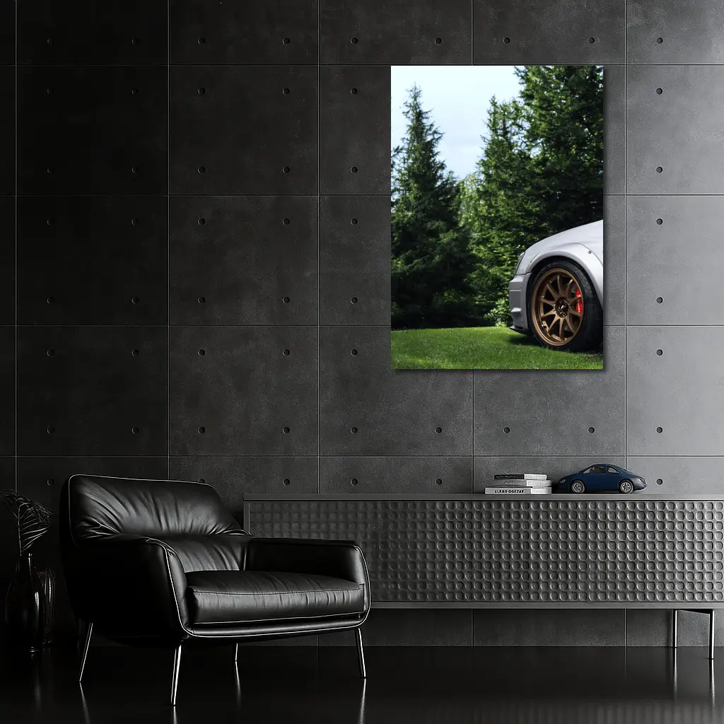 Subaru WRX Silver Bronze Wheels Green Trees – Wall Art