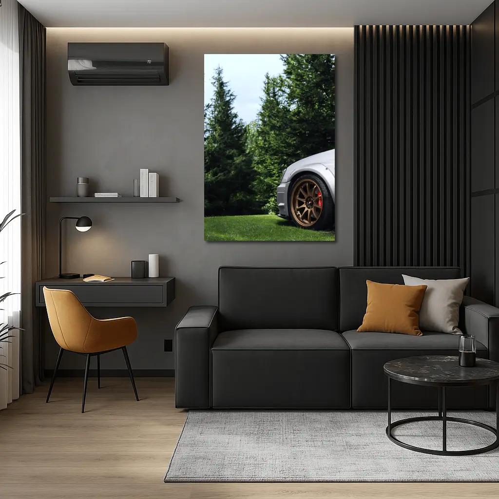 Subaru WRX Silver Bronze Wheels Green Trees – Wall Art