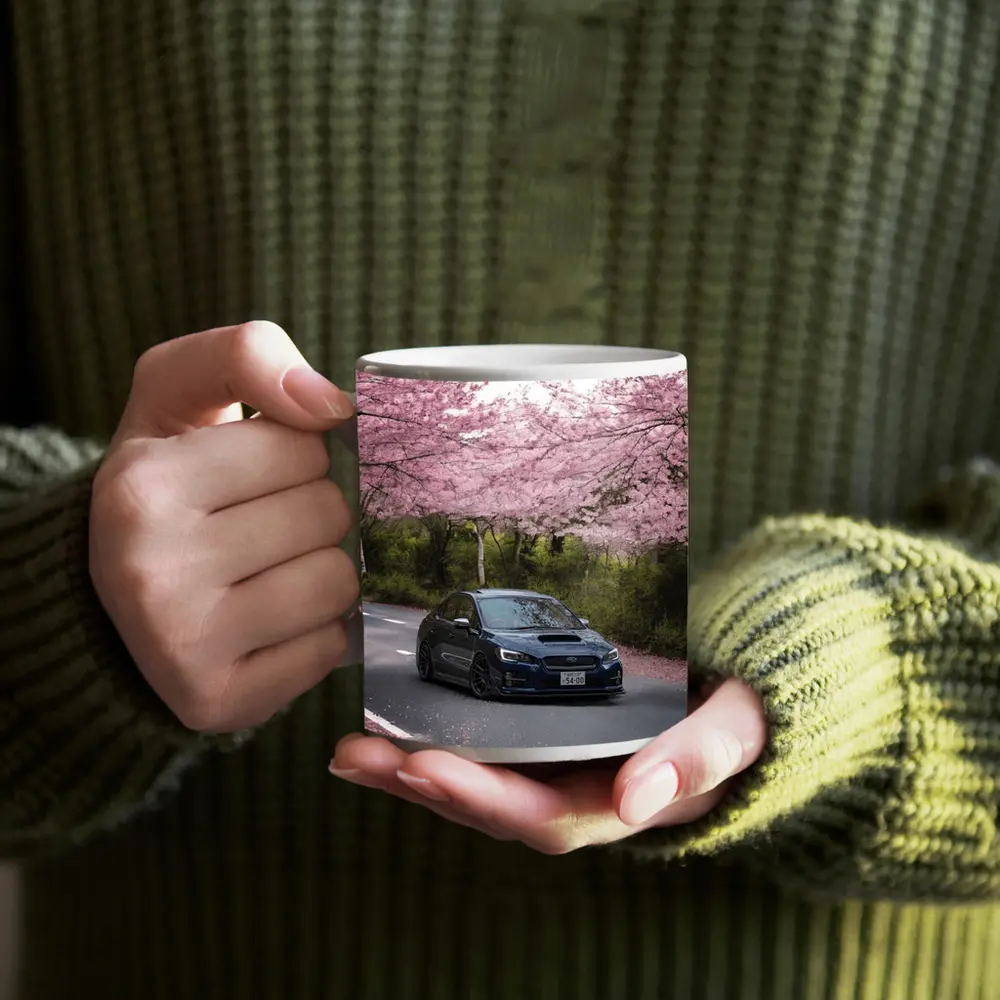 Subaru WRX STI Under Cherry Blossom Trees – Mugs